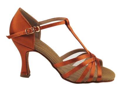 C16612 Dark Tan Satin with 3&quot; Heel in the photo