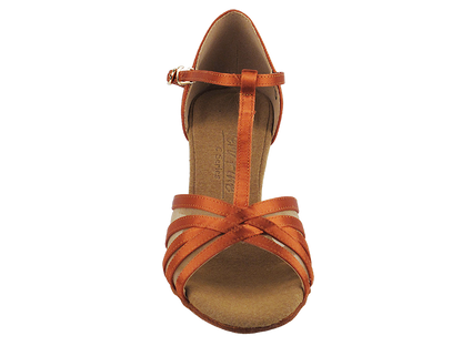 C16612 Dark Tan Satin with 3&quot; Heel in the photo