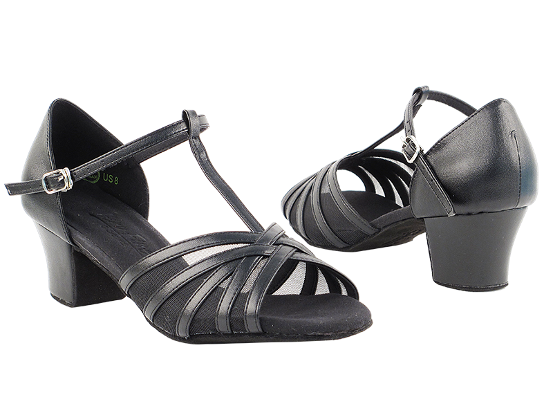 C16612 Black Leather with 1.6&quot; Medium Heel in the photo