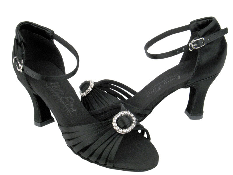 C1671B Black Satin &amp; Stone with 2.5&quot; heel in photo