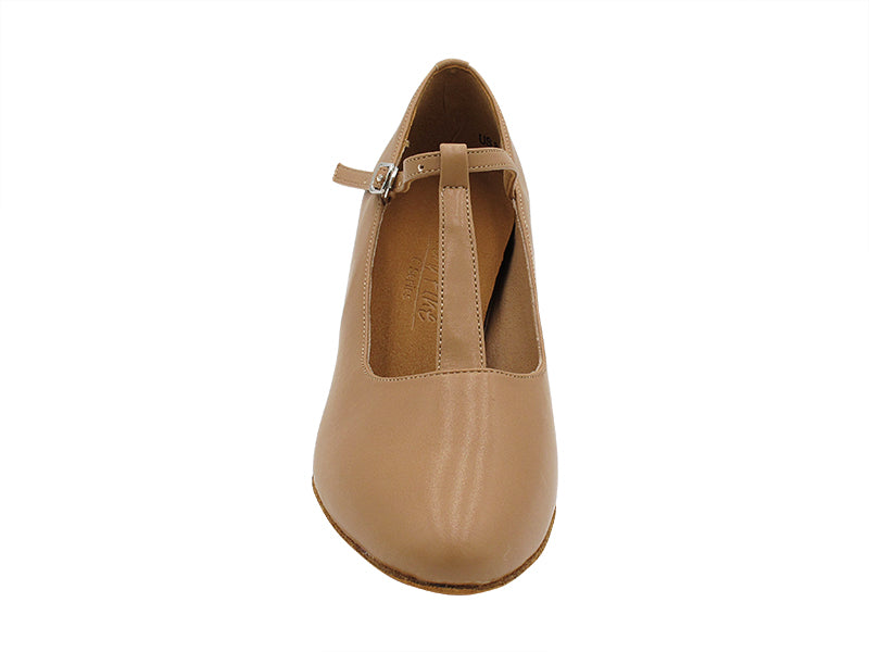 C1682T Beige Brown Leather with 2.2&quot; Thick Cuban Heel (318) in the photo