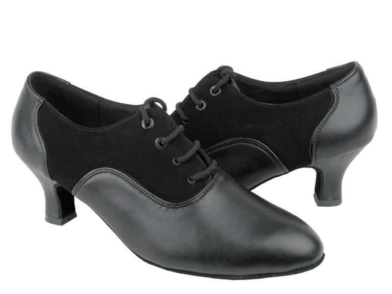 C1688 Black Leather &amp; Black Nubuck with 2&quot; Slim cuban heel in the photo