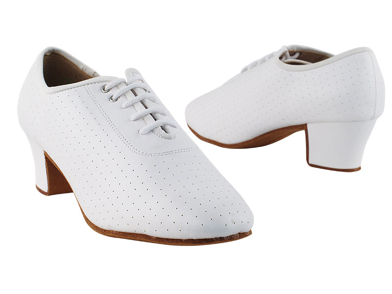 C2001 White Leather  with 1.6" Medium Heel in the photo