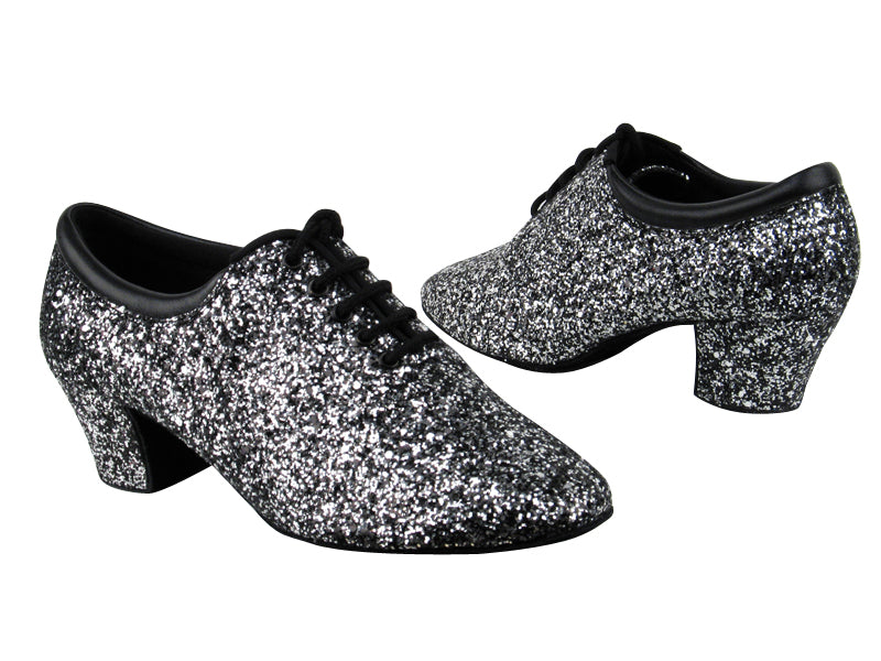 C2601 BF17 Black Silver Sparkle with 1.6&quot; medium heel in the photo