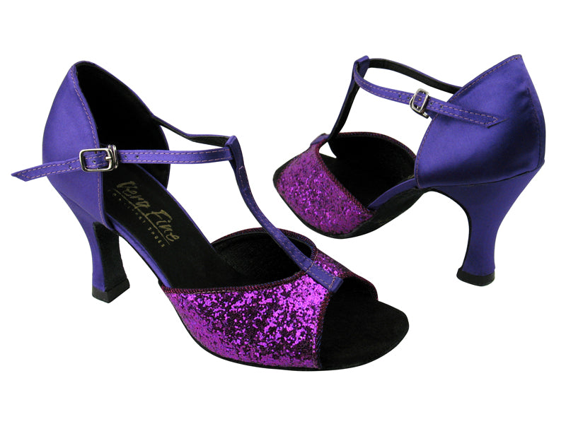 C5004 BH2 Purple Sparkle &amp; BD71 Purple Satin with 3&quot; heel in the photo
