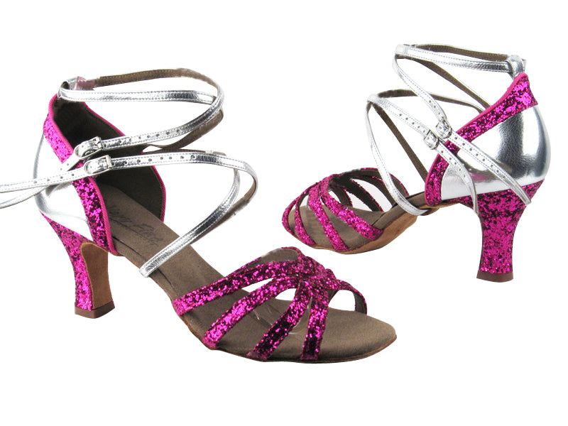 C5008Mirage BH1 Rose Sparkle_Silver Leather with 2.5&quot; heel in the photo