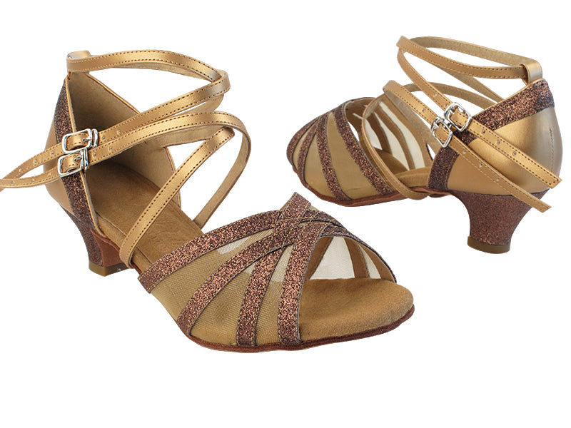 C5008 163 Copper  Stardust_Copper Nude_Flesh Mesh with 5028_1.2&quot; Cuban Heel in the photo