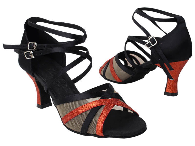 C5008_S9206 154 Black Satin_B_7 Red Stardust_H_Flesh Mesh with PG_11046_2.5 inch Heel in the photo