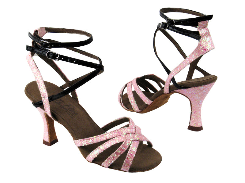 C5009 BF21 Pink Sparkle_BA60 Black Patent with 3&quot; heel in the photo