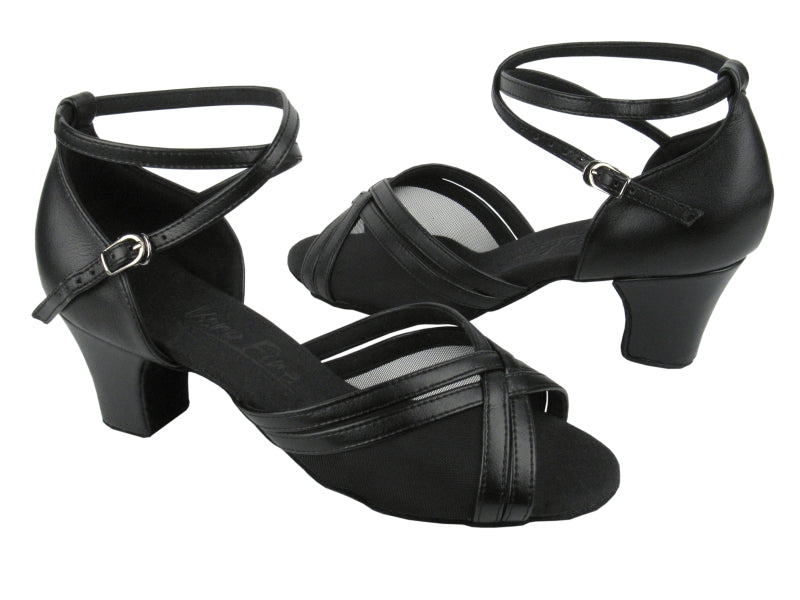 C5017 Black Leather &amp; Black Mesh with 1.6&quot; medium heel in the photo