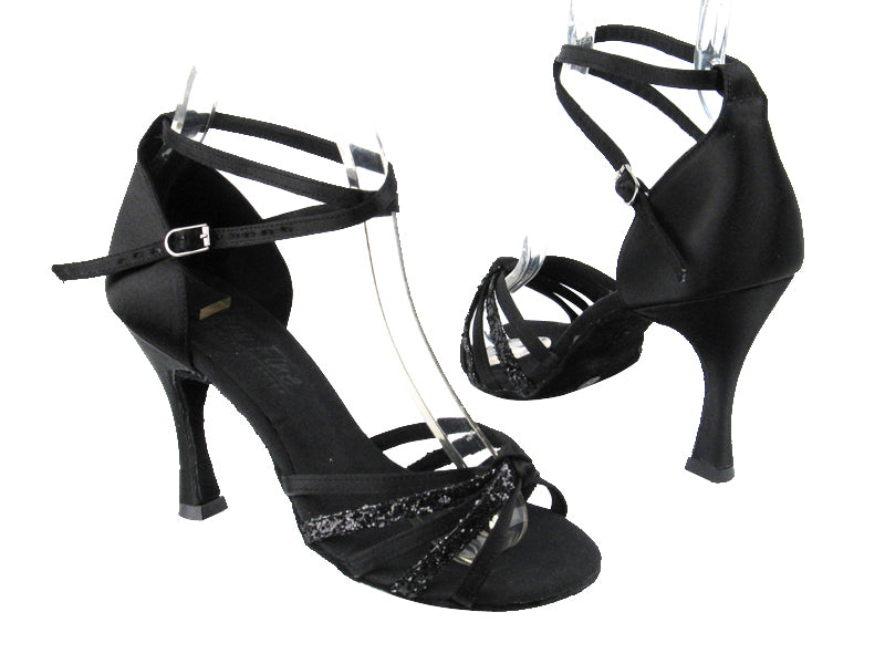 C6005 BF16 Black Sparkle_BD12 Black Satin with 3.5&quot; heel in the photo