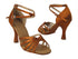 C6005 Copper Tan Satin with 3" Flare Heel in the photo