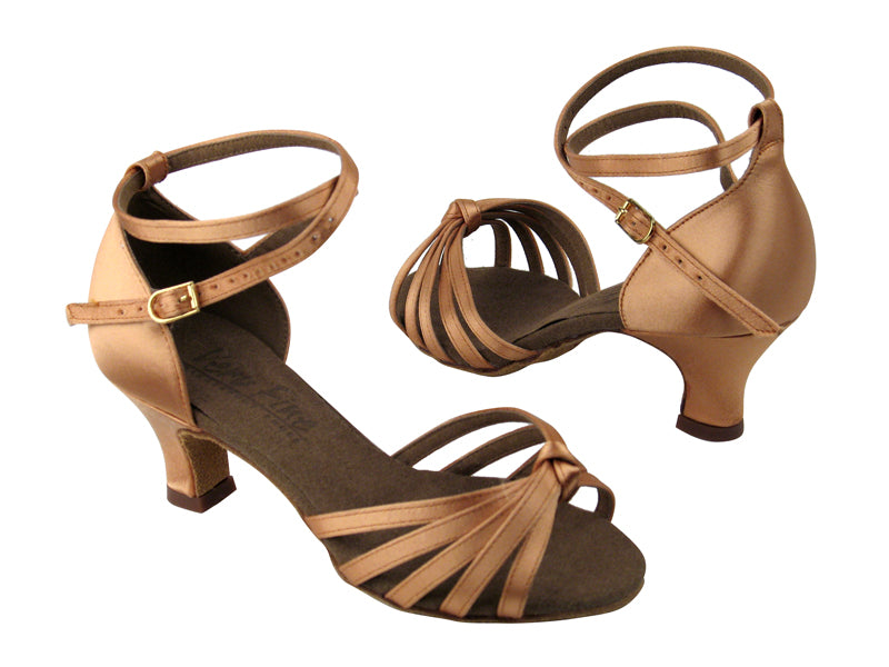C6005 Tan Satin with 2" Slim Cuban heel in the photo