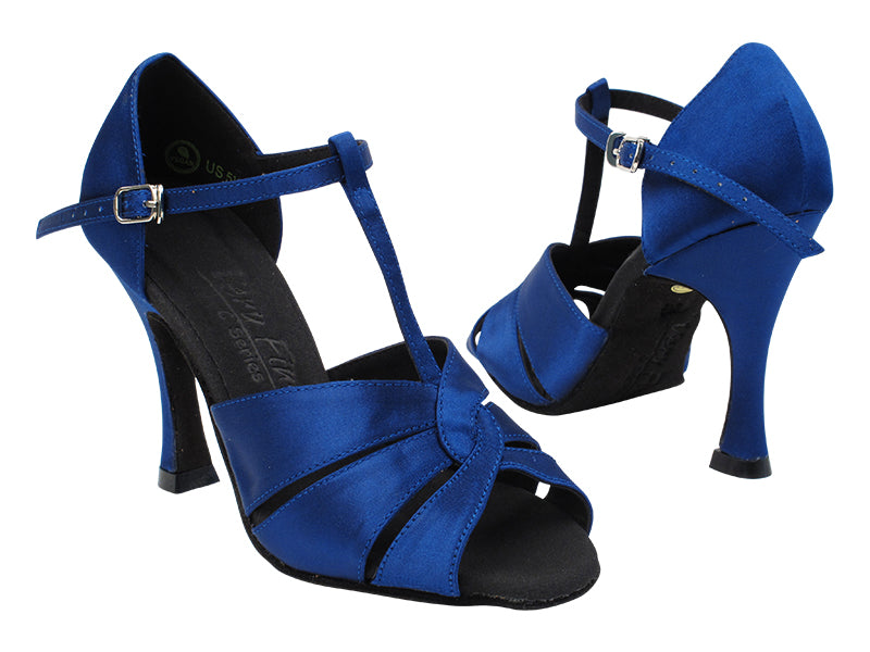 C6006 114 Dark Blue Satin with 3.5" YTG Heel in the photo