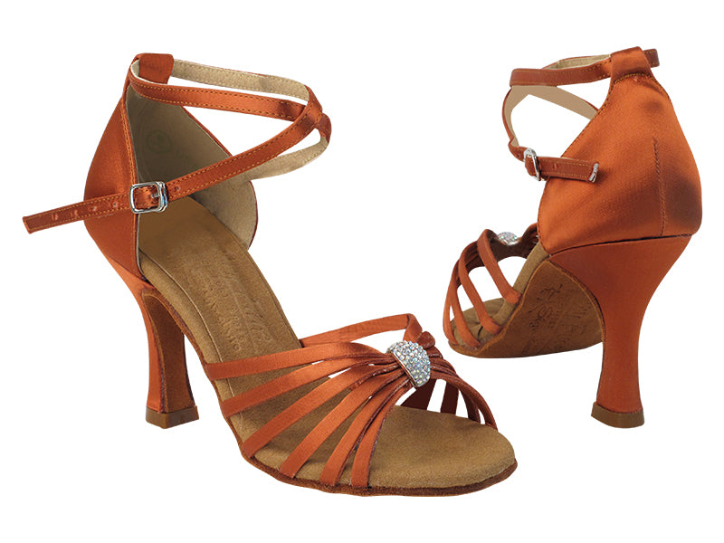 S92311 Dark Tan Satin with 3&quot; Flare Heel (YQG) in the photo