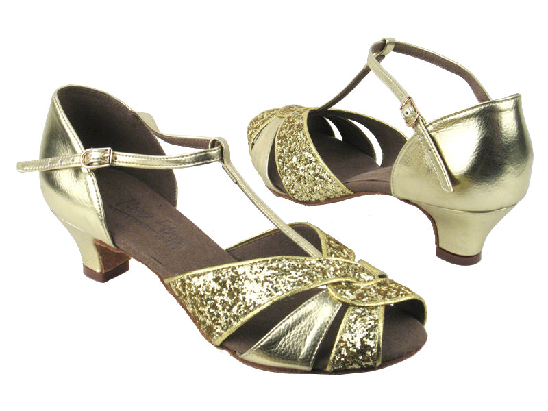 C6006 BF14 Gold Sparkle_BA31 Gold Leahter with 1.2&quot; heel in the photo