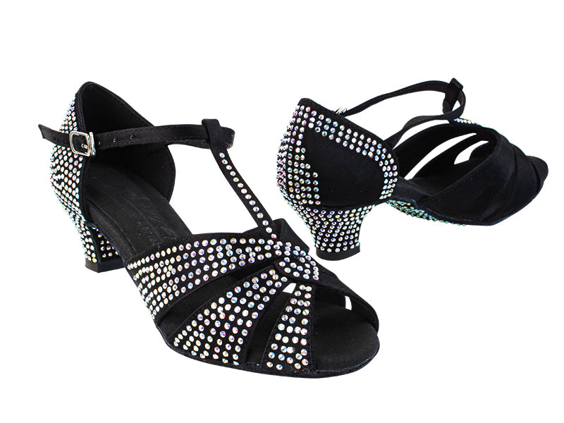 C6006CC Black Satin with 1.2" Cuban Heel in the photo