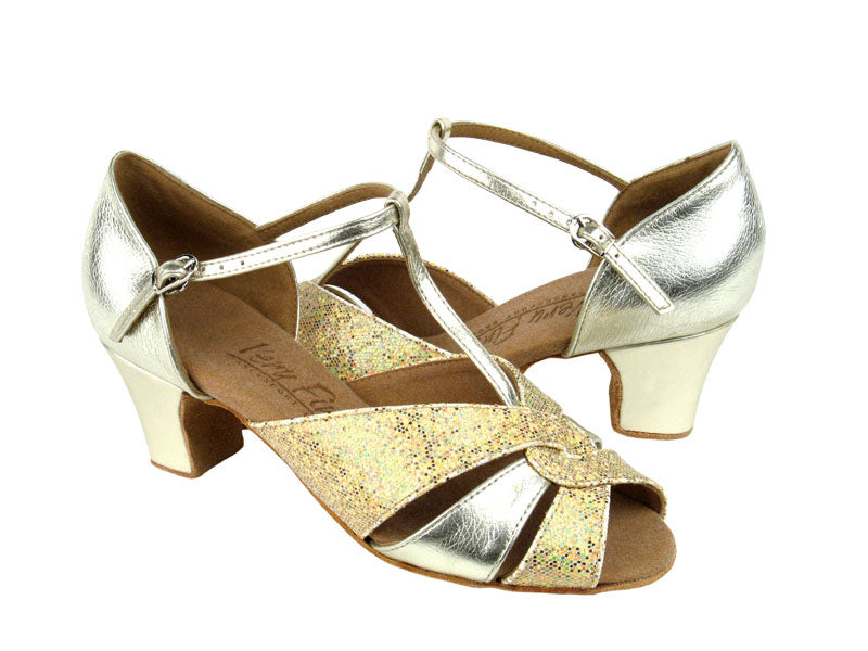 C6006 Gold Leather &amp; Gold Scale with 1.6&quot; medium heel in the photo