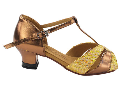 C6006 63 Dark Tan Gold PU_55 Gold Scale_X with 1.5&quot; Medium Heel (3G09) in the photo