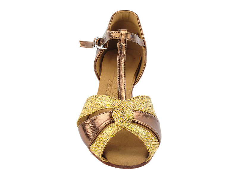 C6006 63 Dark Tan Gold PU_55 Gold Scale_X with 1.5&quot; Medium Heel (3G09) in the photo