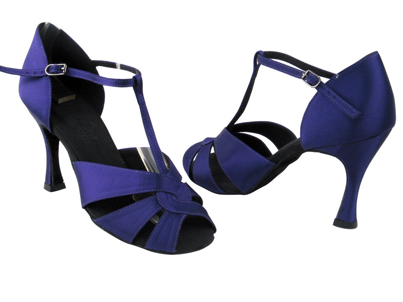 C6006 BD71 Purple Satin with 3.5"  Flare heel in the photo