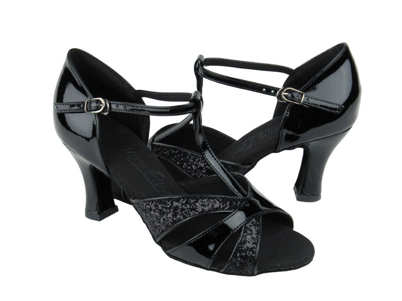 C6016 Black Sparkle &amp; Black Patent with 2.5&quot; heel in the photo