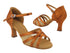 C6027 Copper Tan Satin & Flesh Mesh with 2.5" Spool Heel in the photo