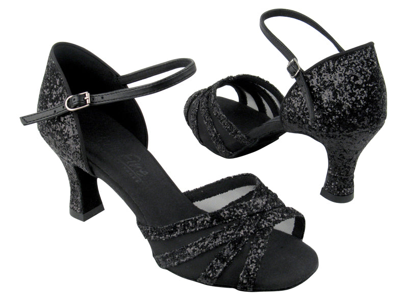 C6027 BF16 Black Sparkle_Black Mesh with 2.5" heel in the photo