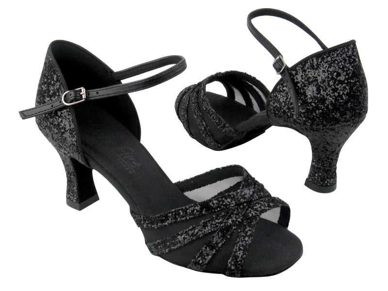 C6027 BF16 Black Sparkle_Black Mesh with 2.5&quot; heel in the photo