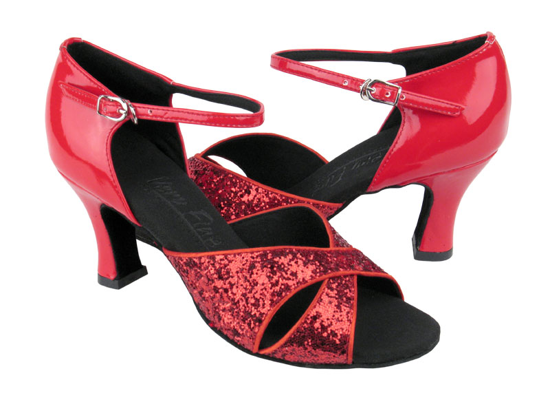 C6029 Red Sparkle &amp; Red Patent with 2.5&quot; heel in the photo