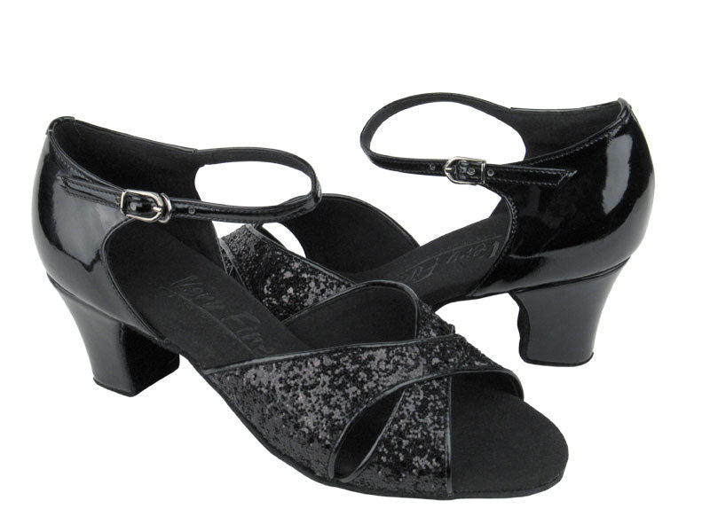 C6029 Black Sparkle &amp; Black Patent with 1.6&quot; medium heel in the photo