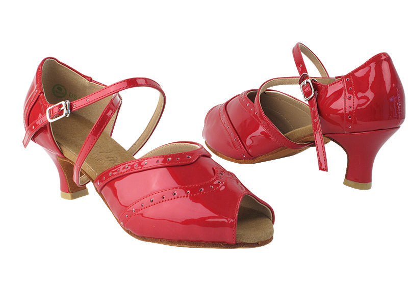 C6035 264 Red Patent &amp; 264 Red Patent Trim with 2&quot; Slim heel in the photo