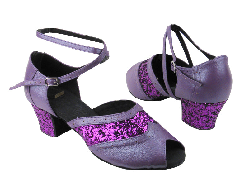 C6035 BC14 Light Purple Light Leather_BH2 Purple Sparkle with 1.6&quot; medium heel in the photo