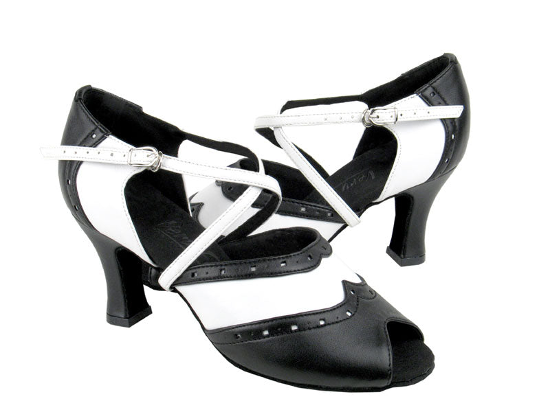 C6035 Black Leather &amp; White Leather with 2.5&quot; heel in the photo