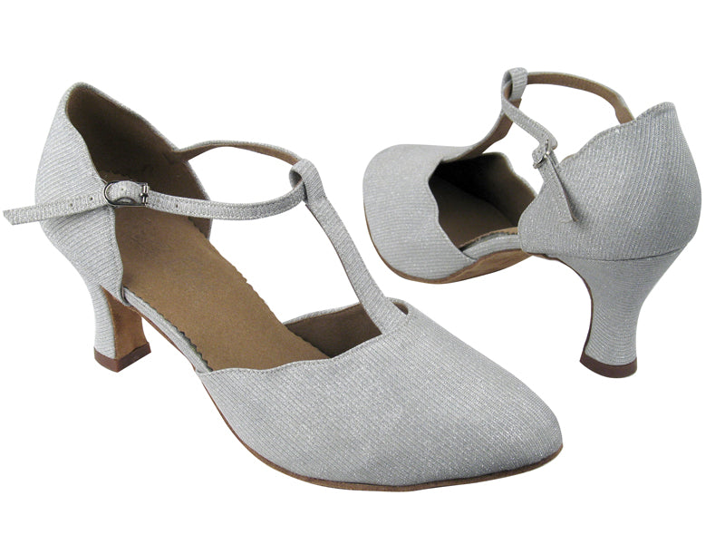 C6819 BD67 Glitter Silver Satin with 2.5" heel in the photo