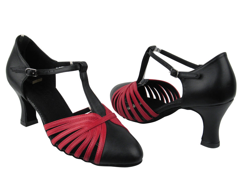 C6829 Black Leather_Red Leather with 2.5" Spool heel (PG) in the photo