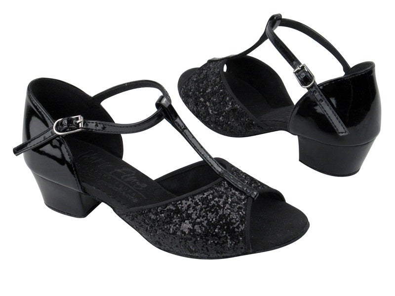 C801 Black Sparkle &amp; Black Patent with 1.5&quot; Medium heel in the photo