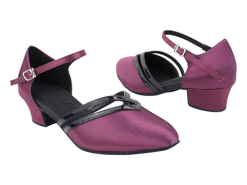 C8881 119 Purple Satin_Black Patent Trim with 1.5&quot; Heel in the photo