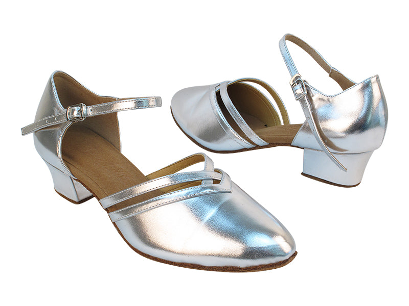 C8881 61 Silver PU_61 Silver Trim with 1.5&quot; Heel in the photo