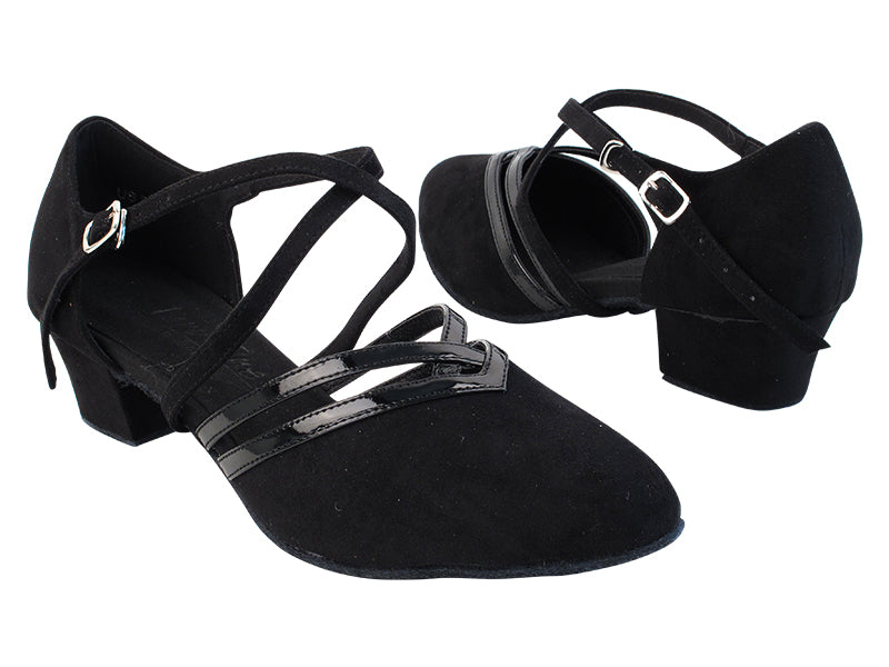 C8881 73 Black Nubuck_Black Patent Trim_X-Strap Arch with Women&