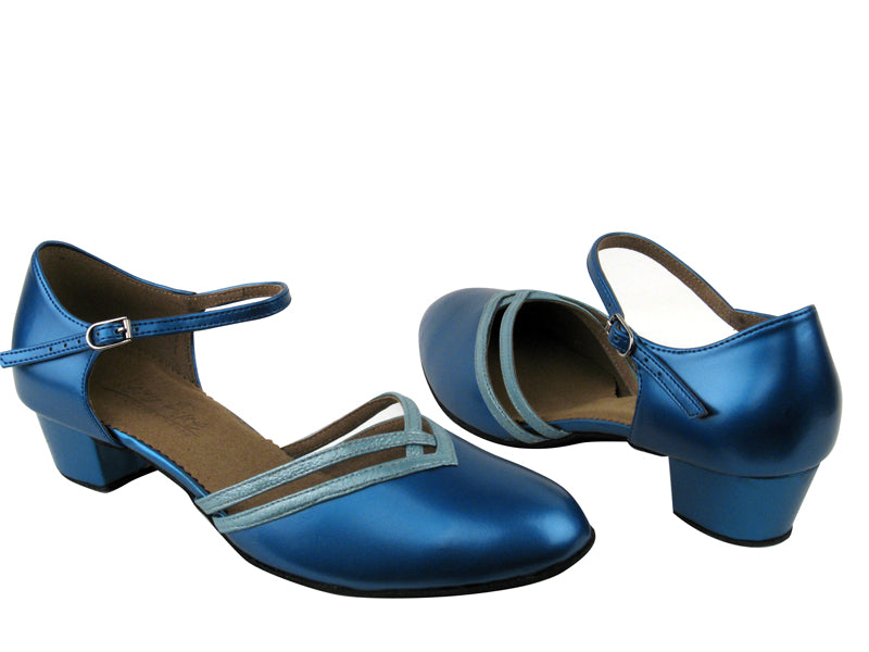 C8881 BB18 Gem Blue Leather_BC10 Light Blue Trim with 1.5&quot; Medium heel in the photo