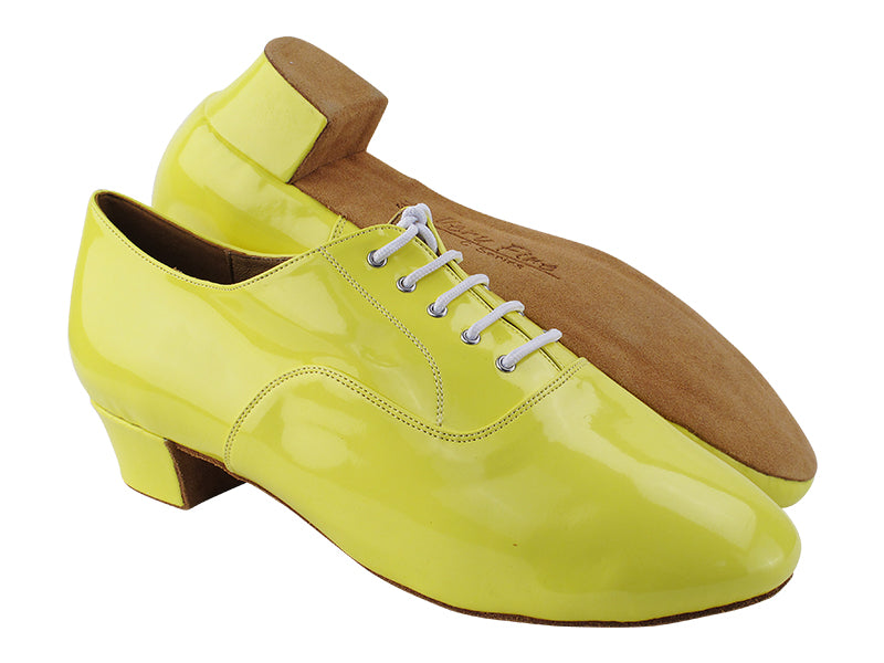 C915108 226 Fluorescent Grass Yellow Patent with Men 1.5&quot; Latin Heel in the photo