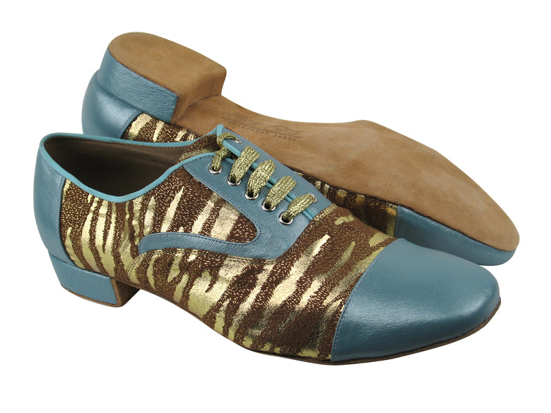 C916102 BC10 Light Blue Light Leather_BD39 Zebra Tan with 1&quot; Standard heel in the photo