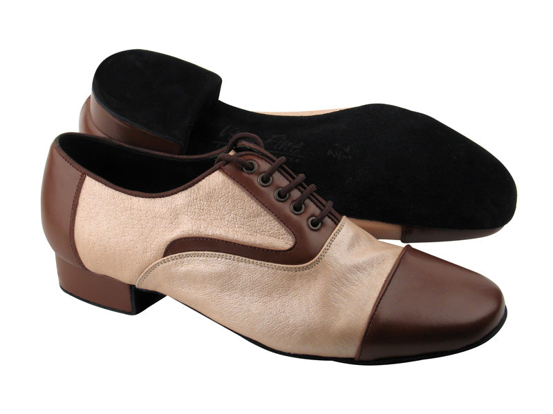 C916102 Dark Tan Leather &amp; BC1 Light Tan Light Leather with 1&quot; Heel in the photo