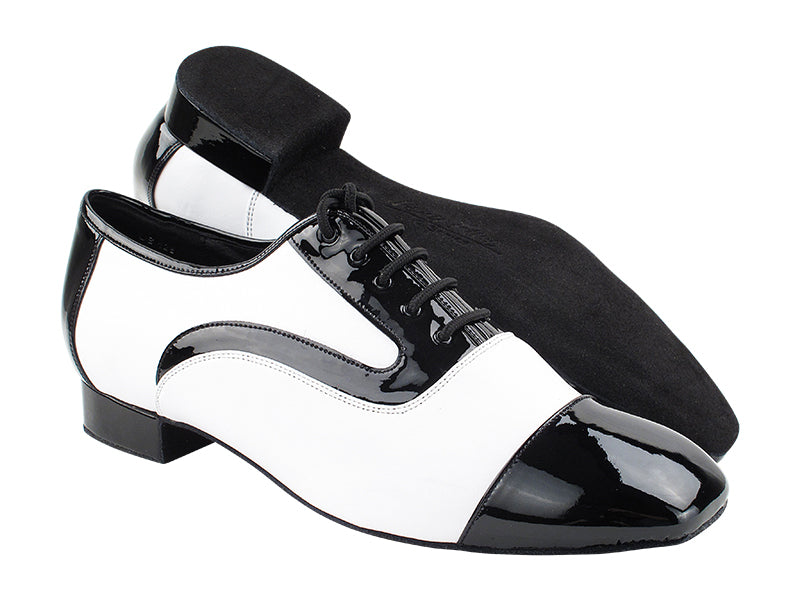 C916102 Black Patent &amp; White Leather with 1&quot; heel in the photo