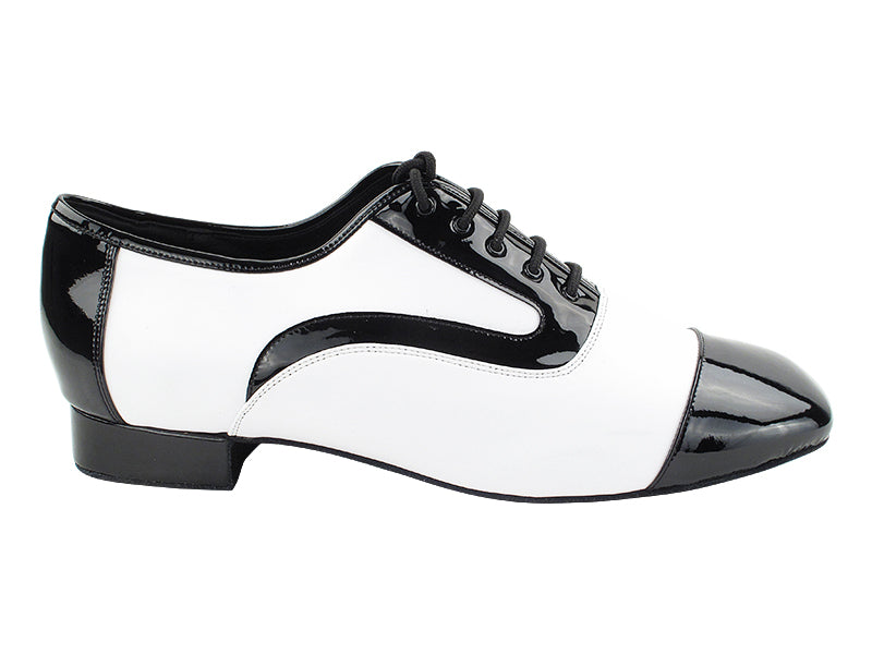 C916102 Cuir verni noir et cuir blanc