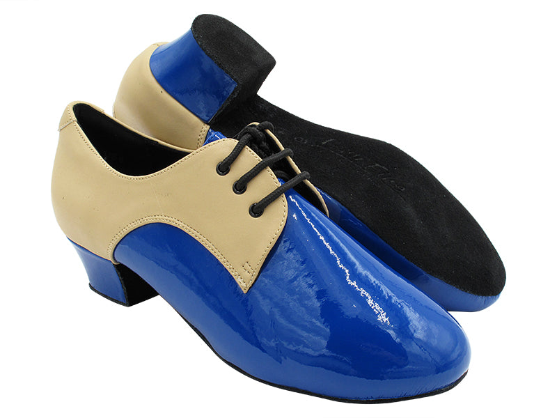 C916103 HSX31 Blue Patent_F_H_284 Tan Leather_B with Men 1.5&quot; Latin Heel in the photo