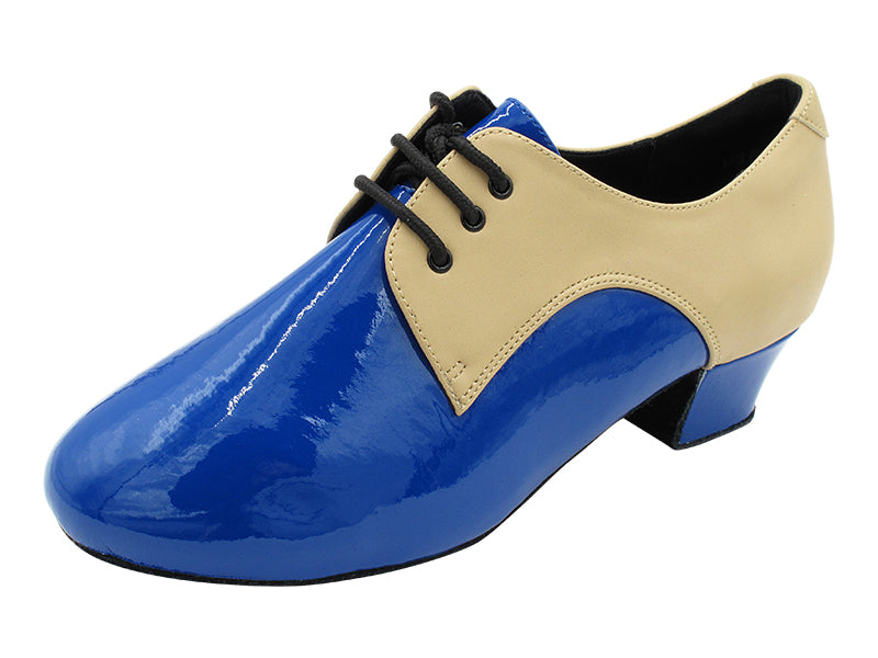 C916103 HSX31 Blue Patent_F_H_284 Tan Leather_B with Men 1.5&quot; Latin Heel in the photo