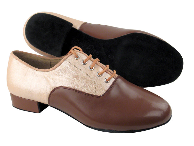 C919101 Dark Tan Leather &amp; BC1 Light Tan Light Leather with 1&quot; Heel in the photo