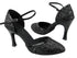 C9621 BF16 Black Sparkle_BA60 Black Patent Trim with 3.5" Flare heel in the photo